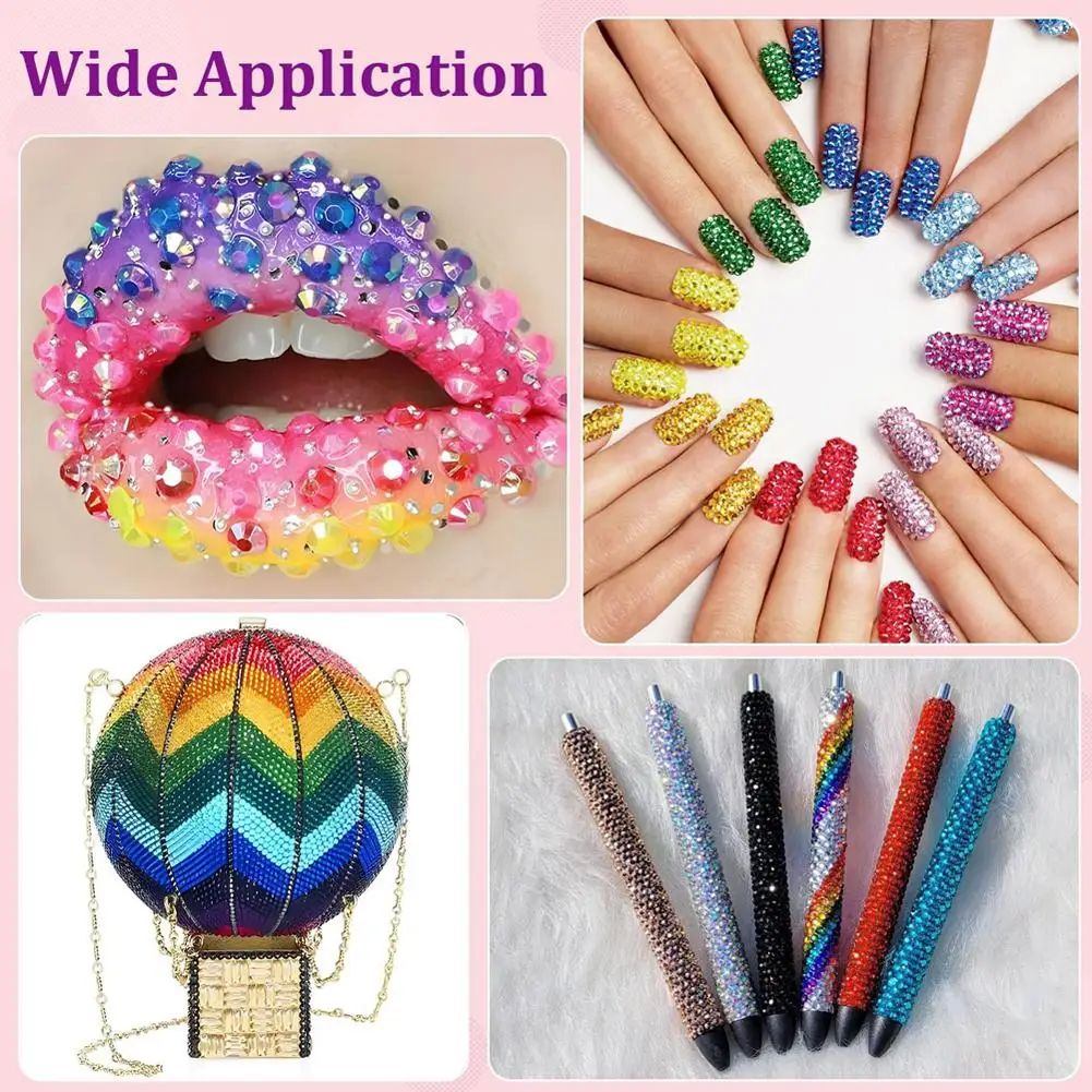 40 Grid AB Color Nail Rhinestones+ B-7000 Glue Set,Multi-Purpose DIY Craft Kit for Nail Art Phone Case Clothing Shoes Decoration
