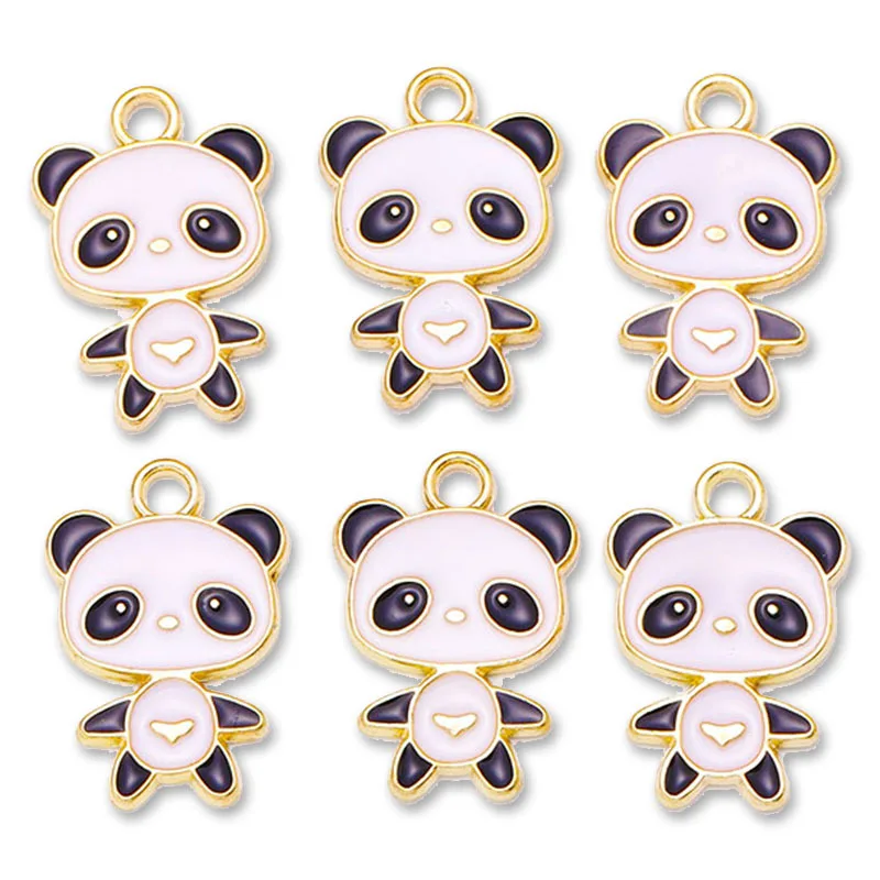 20 pcs/lot Fashion Alloy Enamel Panda Pendant Accessories Charms for Women, Earrings/Necklace Handmade DIY Jewelry