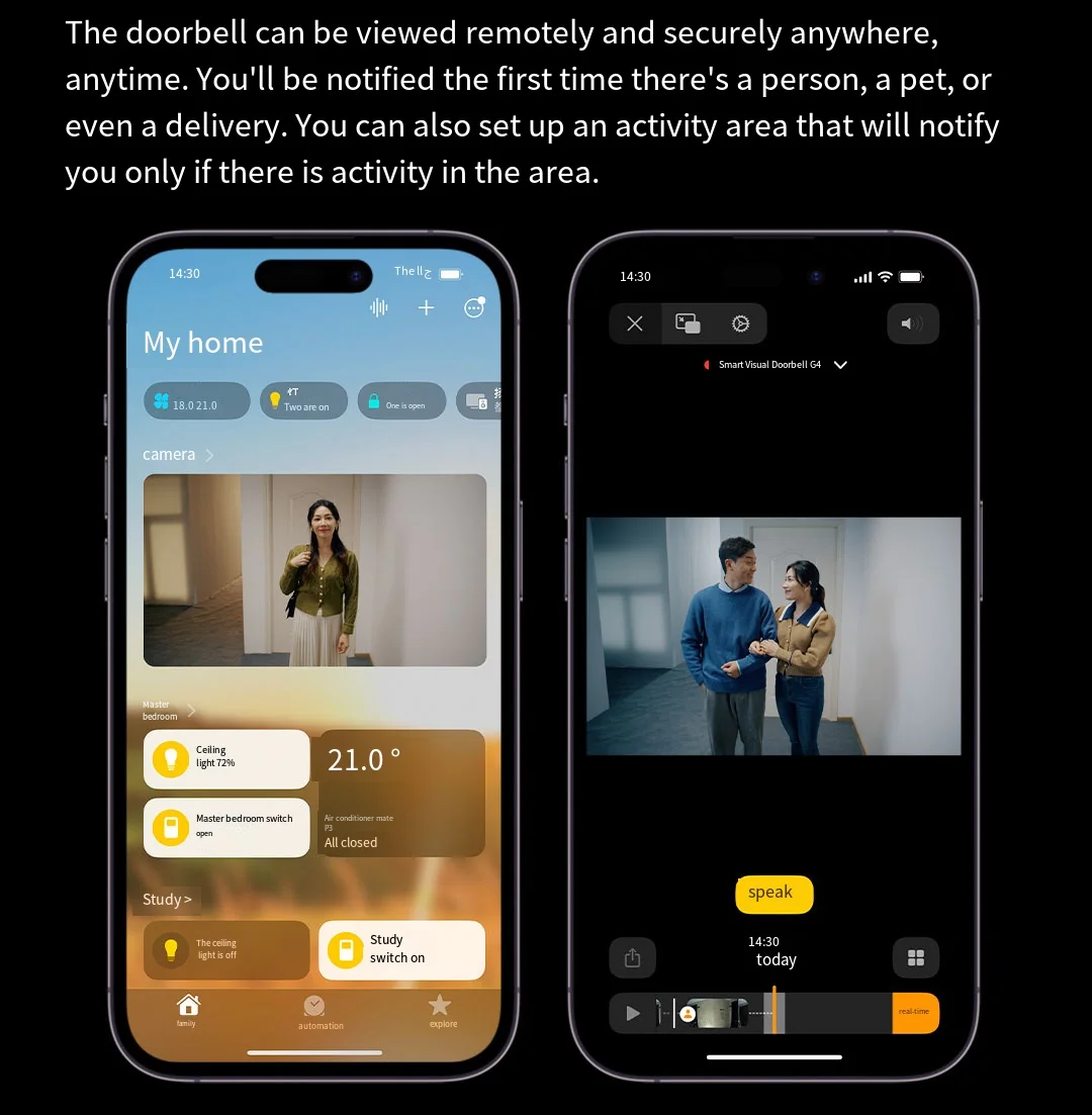 Aqara-G4 جرس باب يتضمن شاشة عرض فيديو، 1080P HD بكسل جرس الباب المرئي لجهاز التحكم عن بعد Apple Homekit App، المنزل الذكي عين القط الإلكترونية
