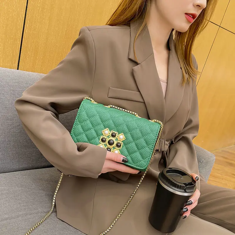 Green Small Handbags For Women New 2023 Luxury Brand Chain Shoulder Crossbody Bags Ladies Street Purse Clutch Bolsas Feminina