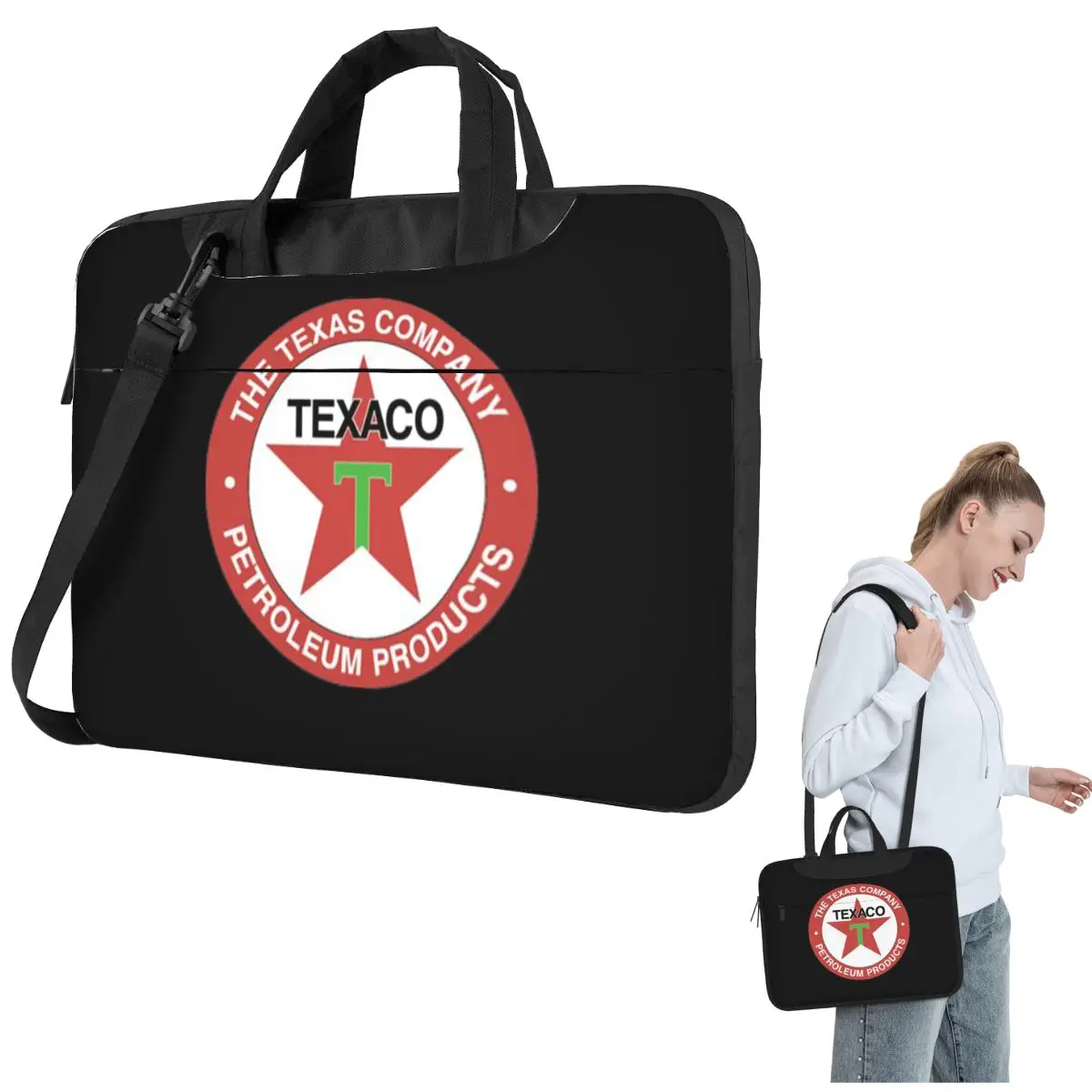 Vintage Texaco Logo Crossbody Laptop Bag Case Computer Bag 13 14 15.6 Inch Notebook Pouch for Lenovo