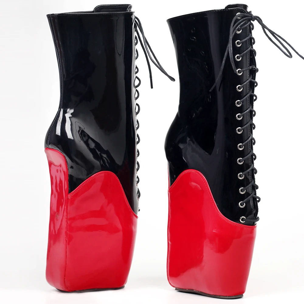 Botas de ballet con cuña sin tacón y suela de pezuña de tacón alto de 18CM, zapatos de baile unisex para travestis, Botas cortas fetiche negras, colores personalizados