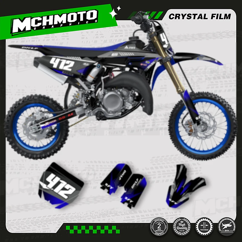 

MCHMFG Full Set Graphics Background Decal Stickers Kits For YAMAHA 2018 2019 2020 YZ65 2021 2022 2023 Number Name Custom