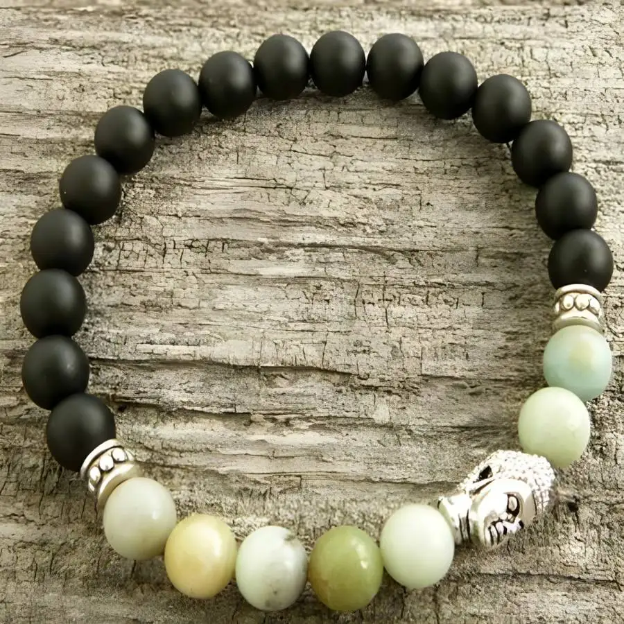 

Handmade natural stone bead bracelet,men's cuff button bracelet,Ramadan prayer bead,women's meditation,holiday gift,daily wear