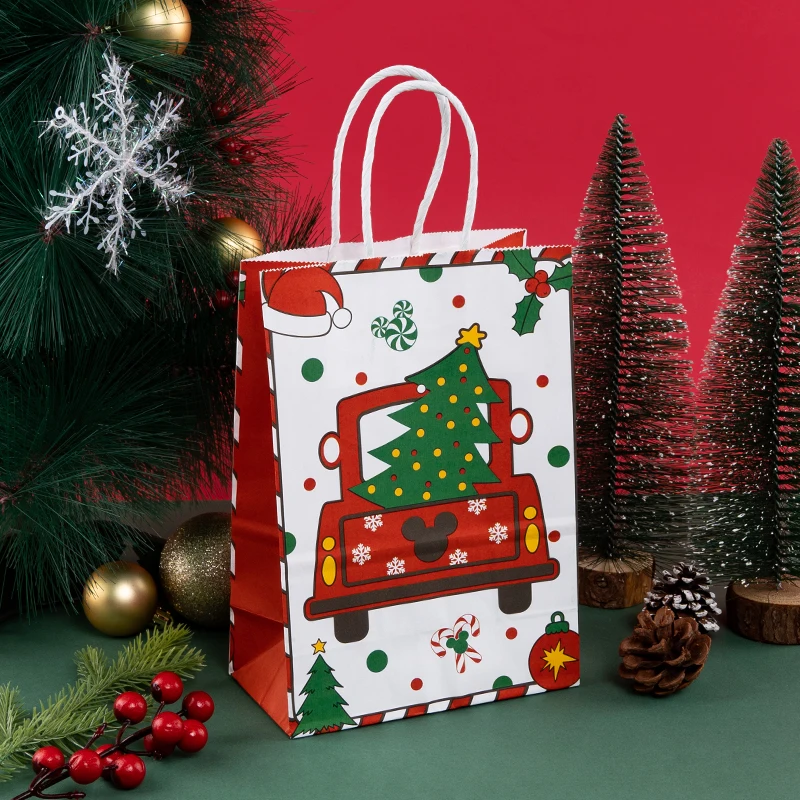 StoBag, Christmas Pattern, Kraft Paper Reusable Gift Bags, for kids Party supplies, Packing Presents, Goodies, Decor, 12/30pcs