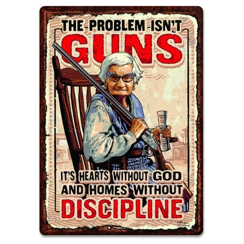 1pc The Problem Isn'Guns Tin signs  Retro DesignWall Art Thick Tinplate Print Poster Wall Decoration for Garage