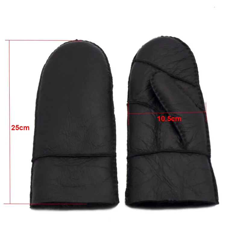 Manoplas de piel auténtica muy cálidas para invierno, guantes de piel de oveja para exteriores para mujer, mitones de Cachemira auténtica para