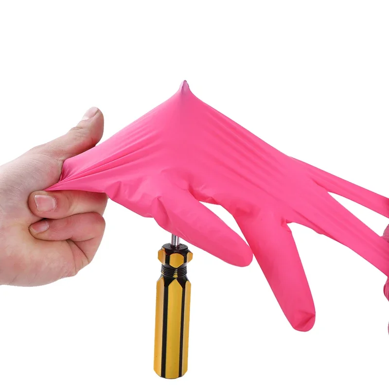 Pink Black Disposable Nitrile Gloves Protective Powder Free Safety Work Gloves for Kitchen Beauty Salon Cleaning Mechanic Gloves
