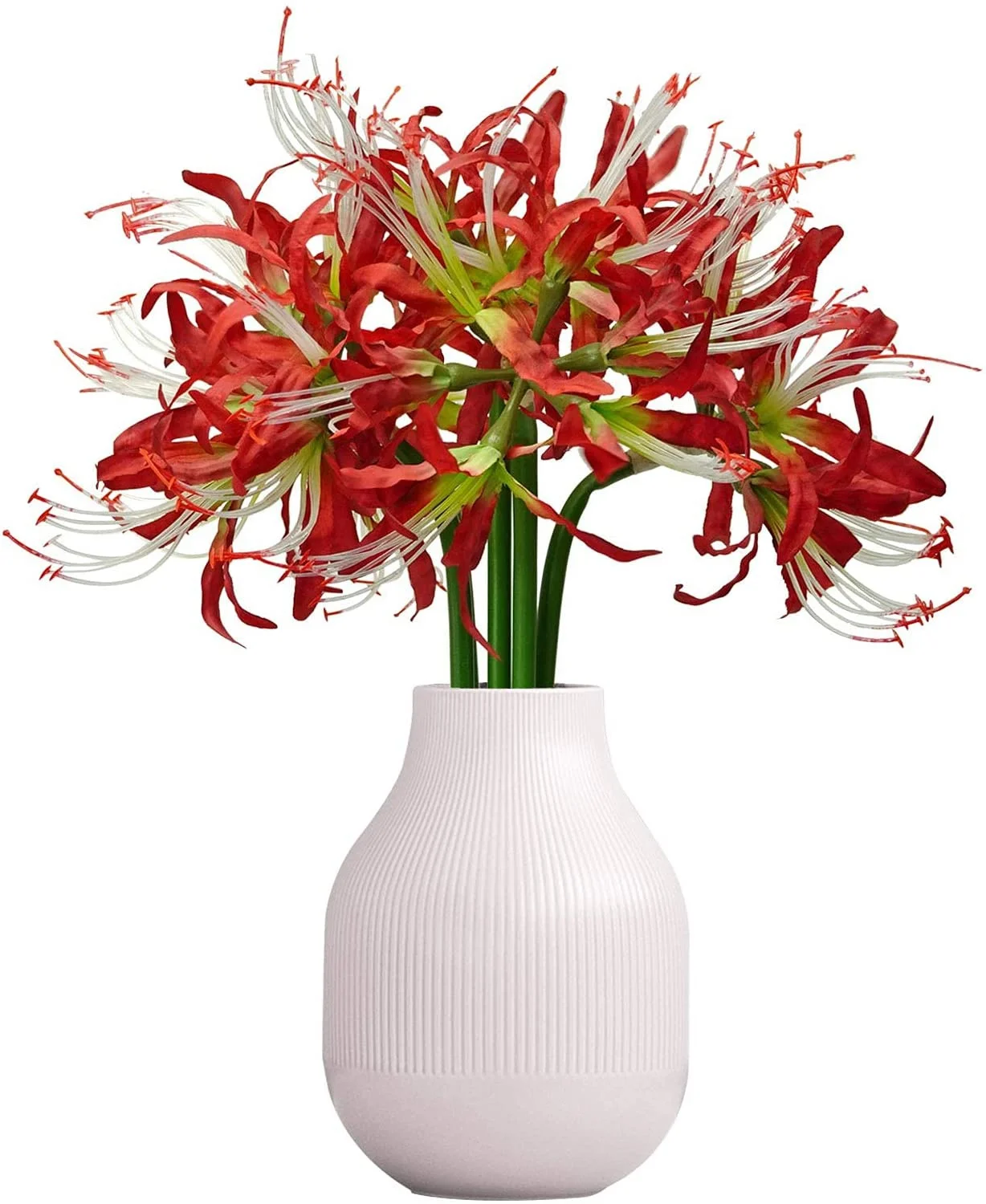

5 Pcs Artificial Flowers Spider Lilies Artificial Lycoris Bulbs with Long Stem Real Touch for Home Office Party Decorations