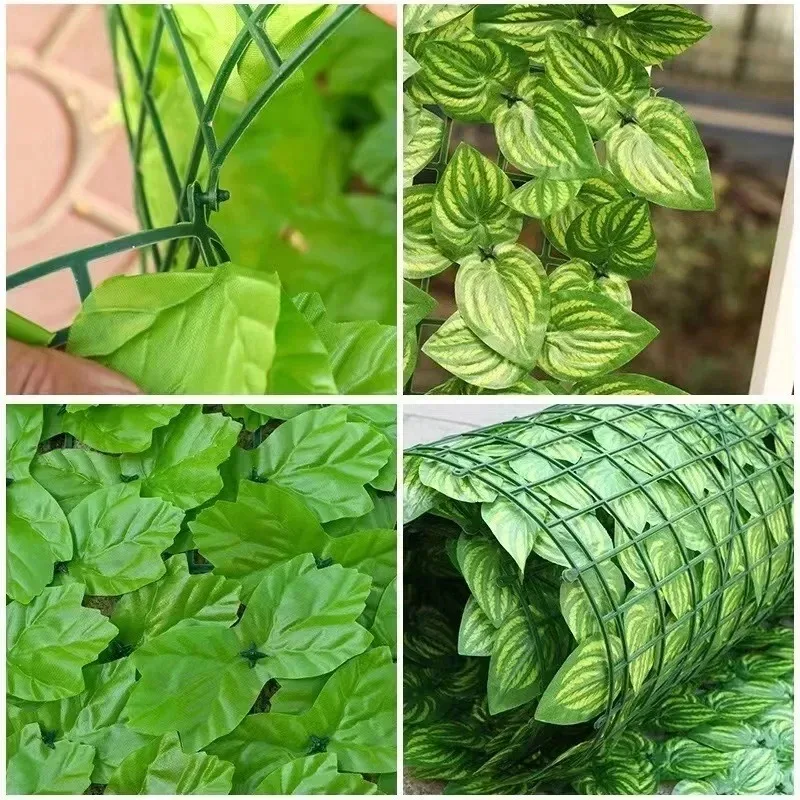 Faux Leaf Hedge Fence Screening Balcony Privacy Garden Leaves Fence Artificial Hedge Apple Leaf Outdoor Fence Decoration