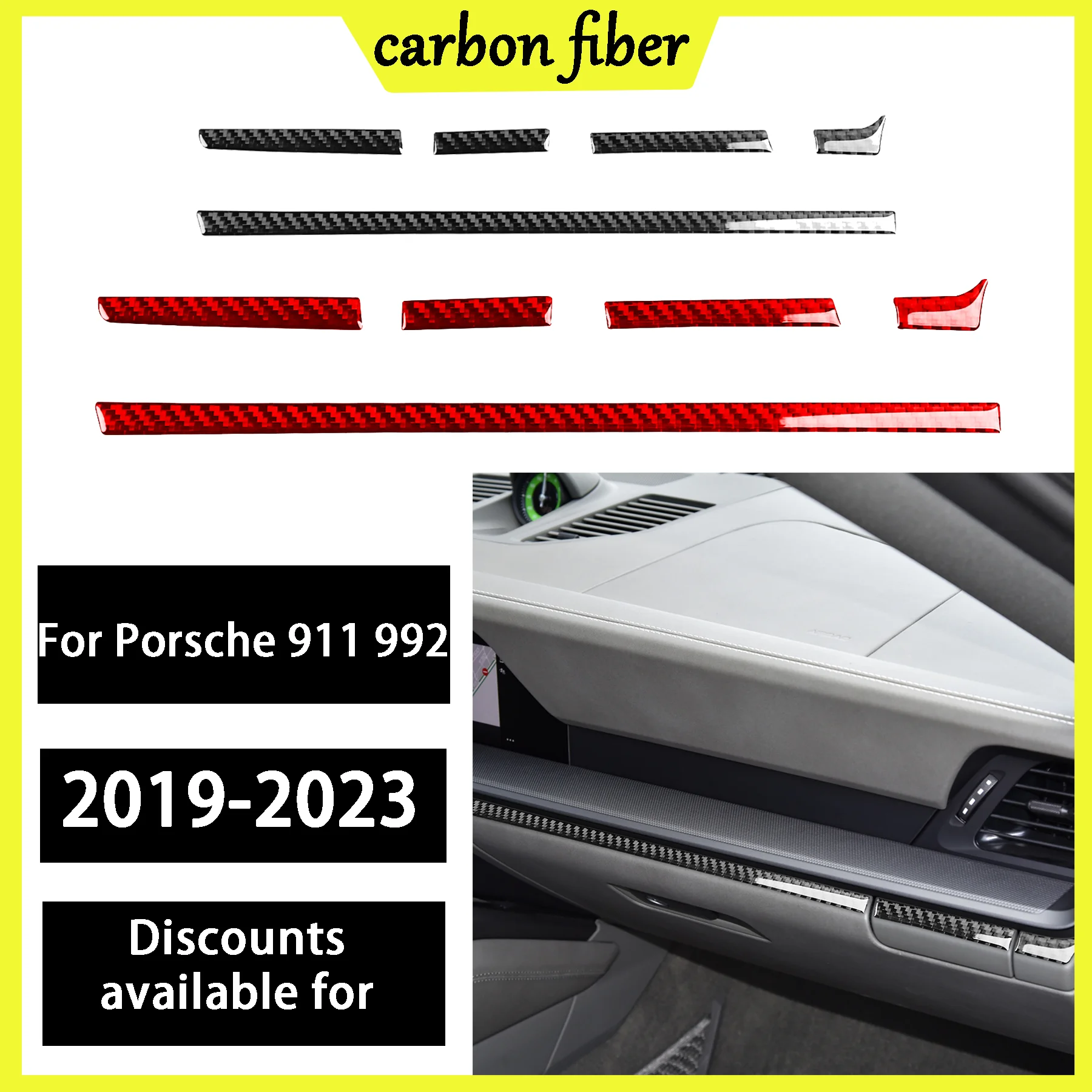 For Porsche 911 992 2019 2020 2021 2022 2023 Automotive Interior Accessories Central Control Trim Decor Carbon Fiber Sticker