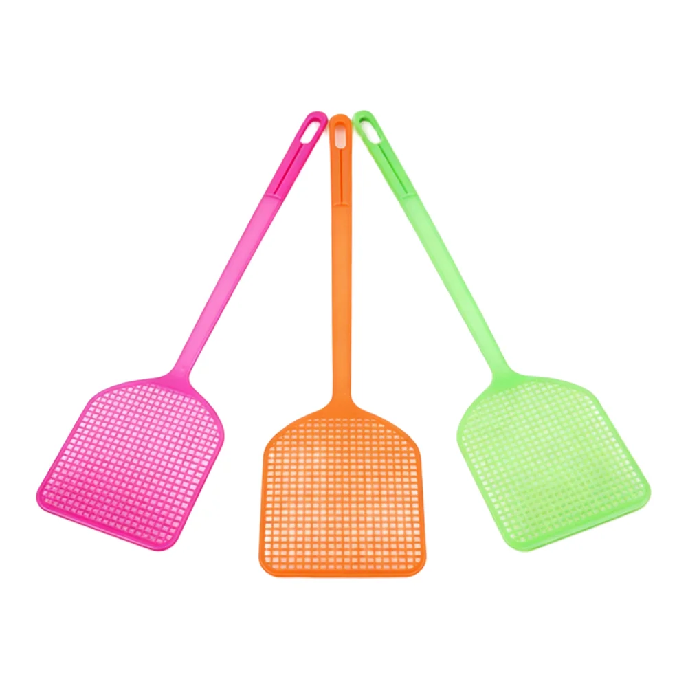 Flies Pat Fly Swatters 5PCS Home Fly Swatter Long Handle Manual Control Solid Color Fly Swatter Practical Flies