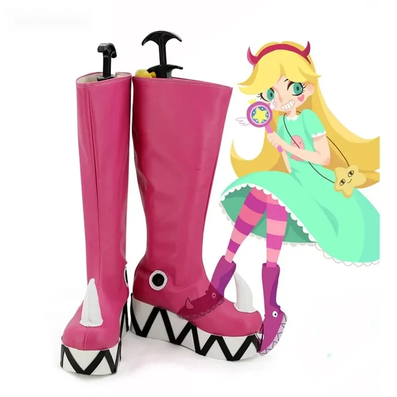 anime-Etoile-contre-chaussures-les-forces-du-mal-pour-femmes-costumes-de-cosplay-bottes-de-princesse-etoile-papillon-accessoires-d'halloween-sur-mesure