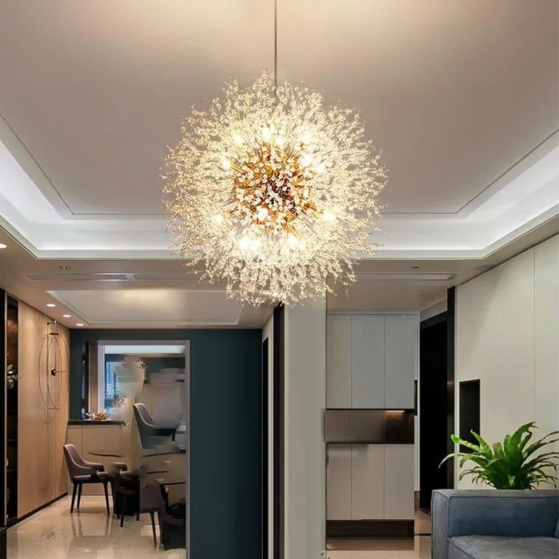 Restaurant Chandelier Crystal Cream Style Simple Modern Luxury Nordic Dandelion Internet Celebrity Living Room Bedroom Lighting