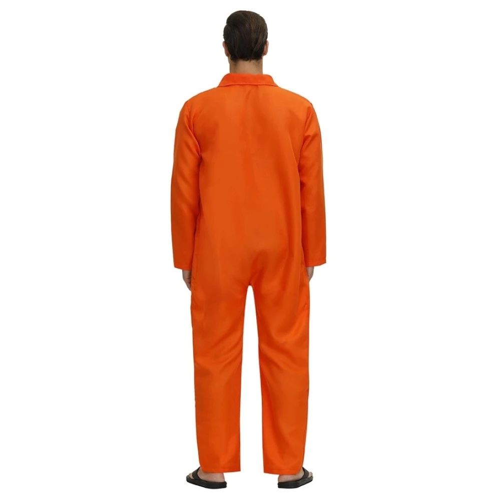 Prisoner Costume Men Orange Jumpsuit Halloween Costumes Plus Size Mens Escaped Prisoner Jumpsuit Unisex Jail Criminal Dress Up