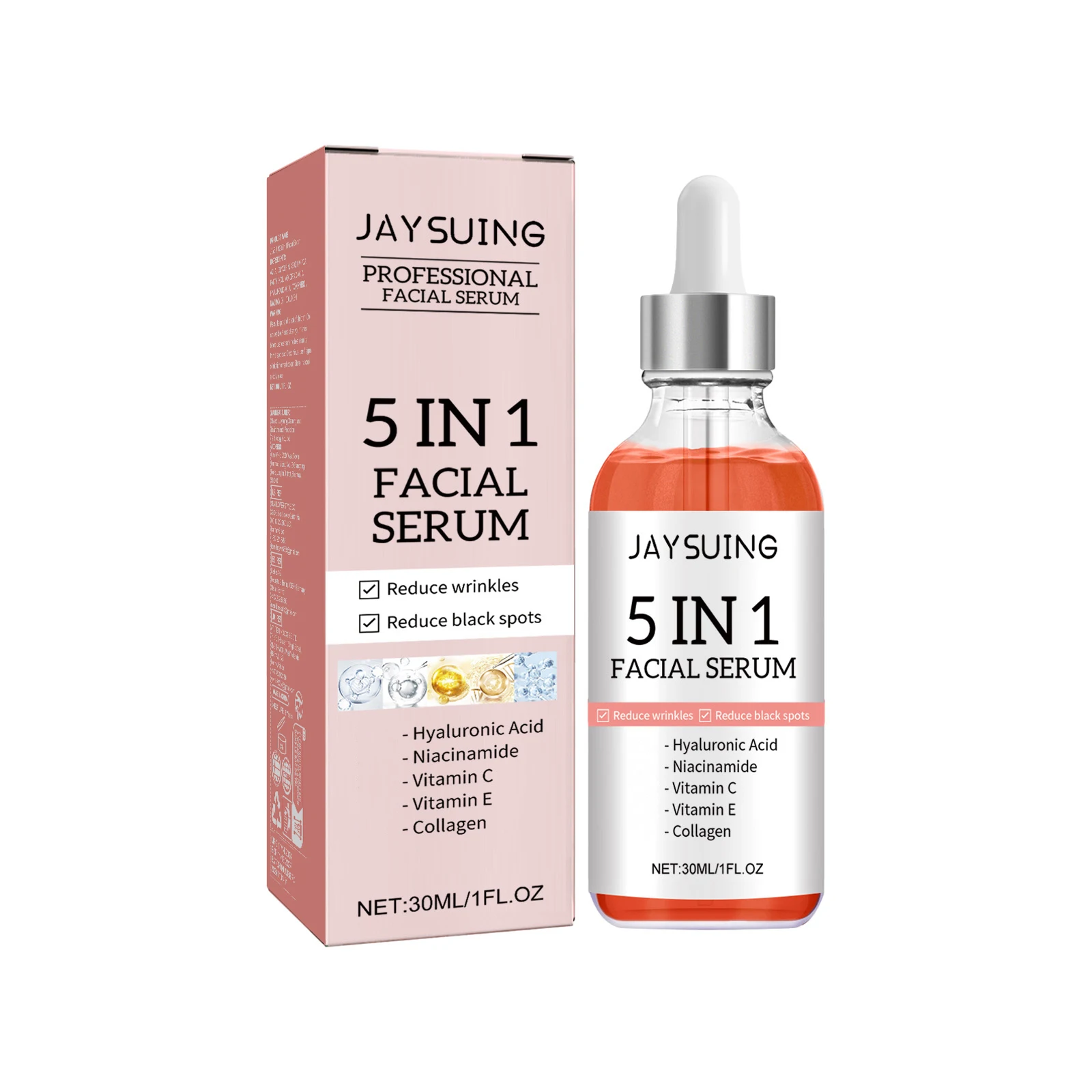 

Jaysuing 5 in 1 Face Serum Moisturizes Skin Firming Lightening Acne Spots Beautiful Skin Serum 1pcs