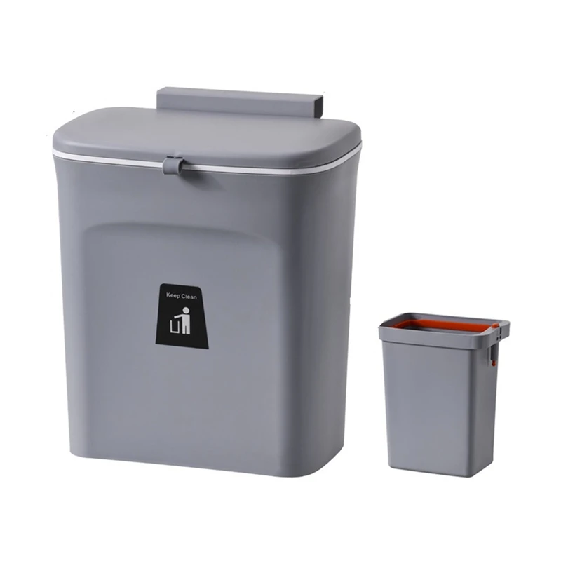 

Toilet Kitchen Waste Storage+Inner Barrel Wall Mounted Trashcan Cabinet Garbage Rubbish Bin Door Hanging Trash Can