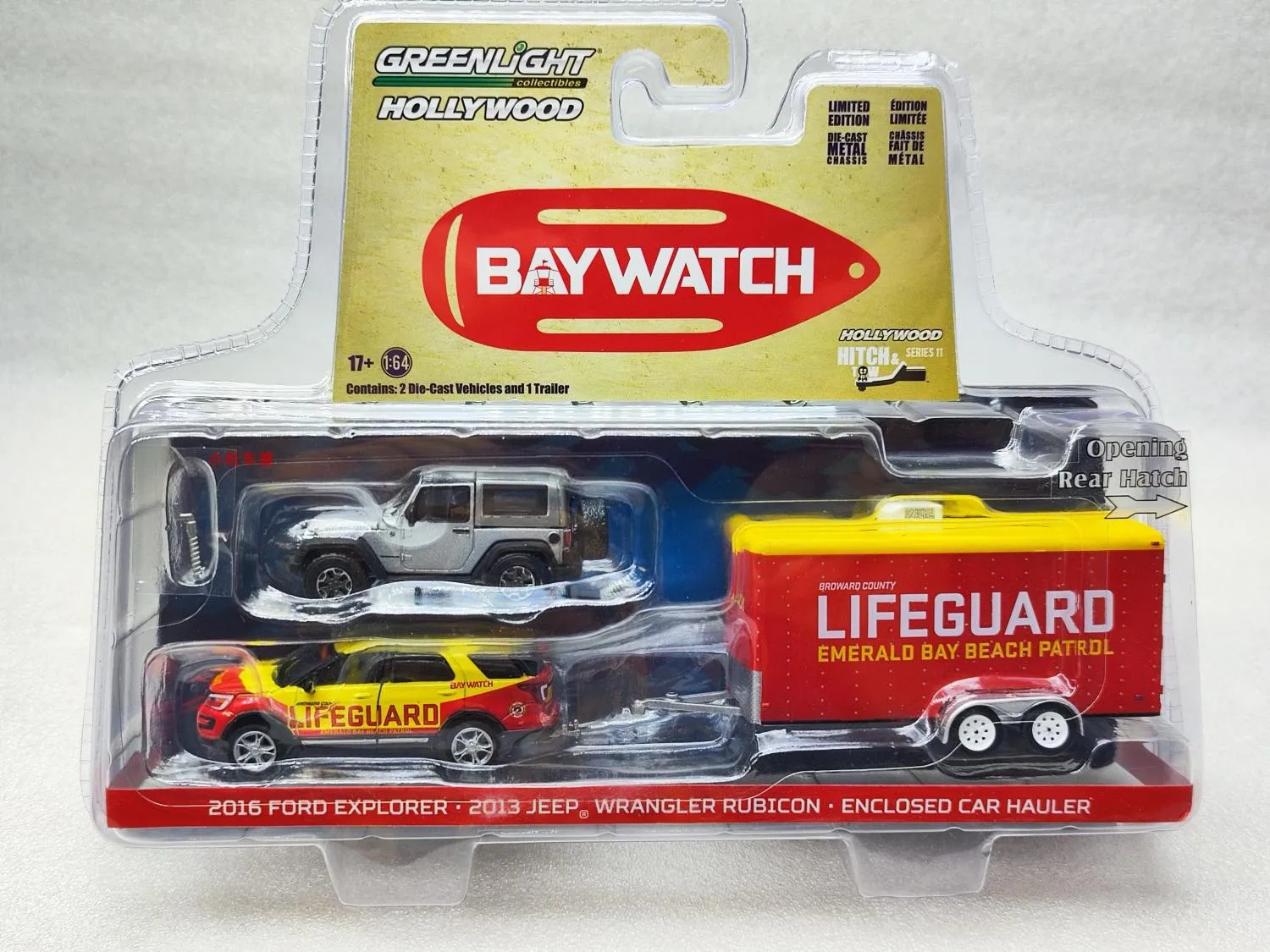 

Green Light 1:64 2016 Ford Explorer&2013 Jeep Wrangler Rubicon&Closed Trailer Car Model Collection Gifts Toys