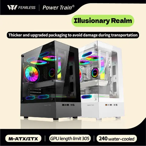 Power Train Illusionary Realm Computer Case M-ATX ITX Seaview Room Side Transparent Desktop Chassis Support 240 Water Cooler