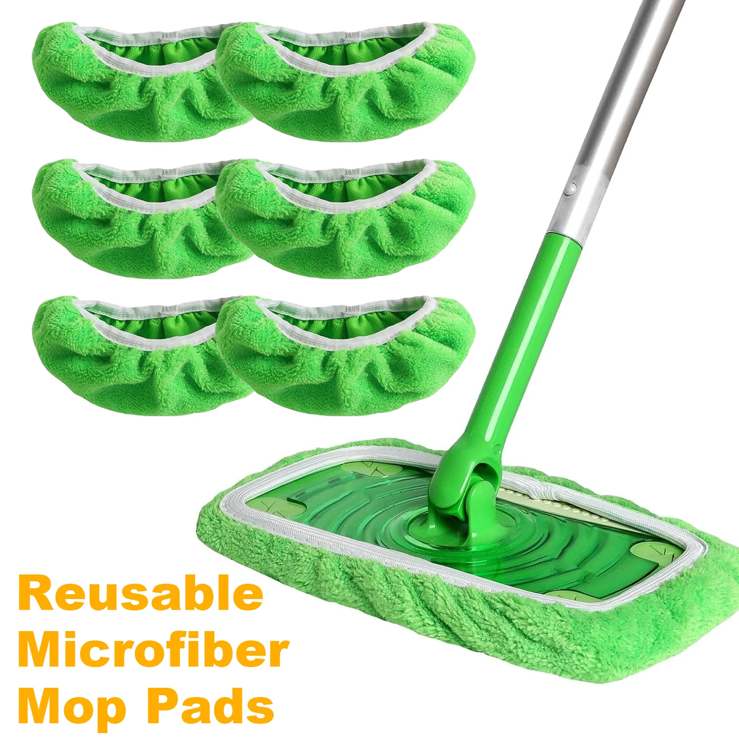 Reusable Microfiber Mop Pads for Swiffer Sweeper Mop, Washable Wet Pad Refills for Wet & Dry Use, for Hardwood Floor Cleaning