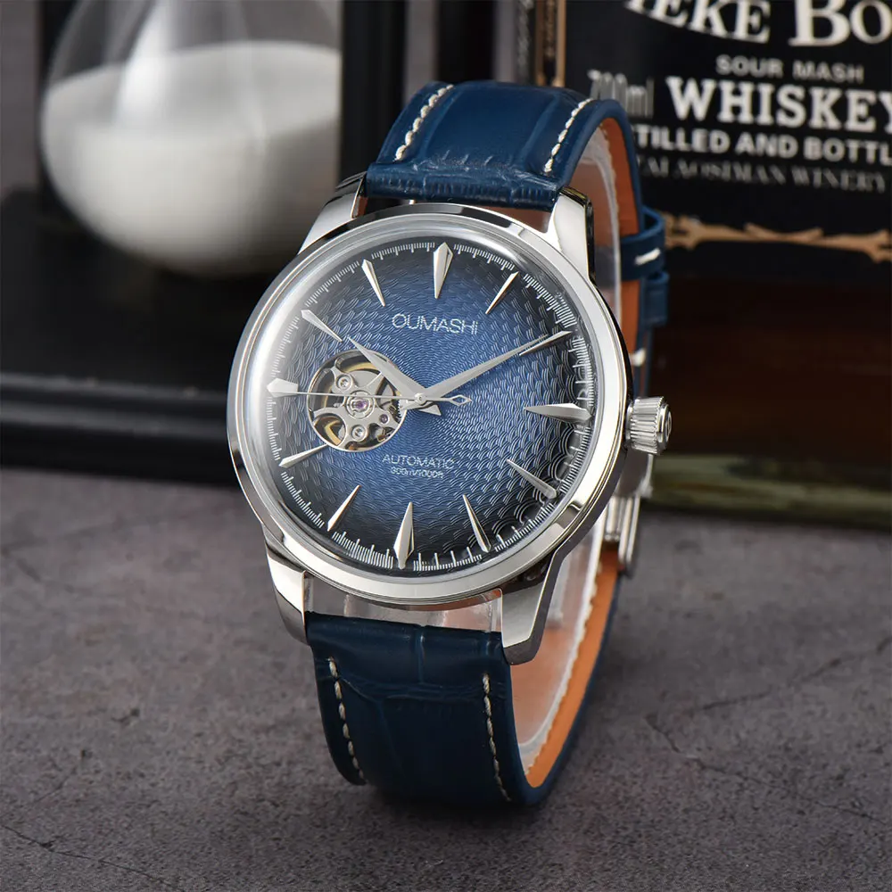 Reloj personalizado de 40mm para hombre, reloj mecánico automático con movimiento NH38 y cristal mineral de doble cúpula, reloj de negocios para hombre