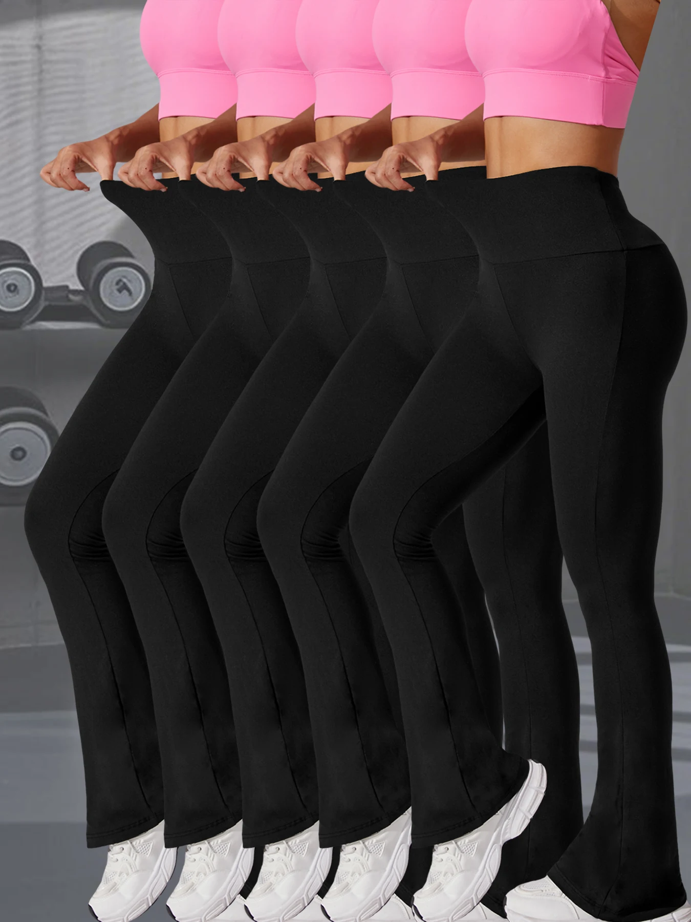 

5 Pack Women's Super Soft Flare Pants High Waisted Tummy Control Workout Yoga Push Up Gym Fitness Leggings Bell Bottoms