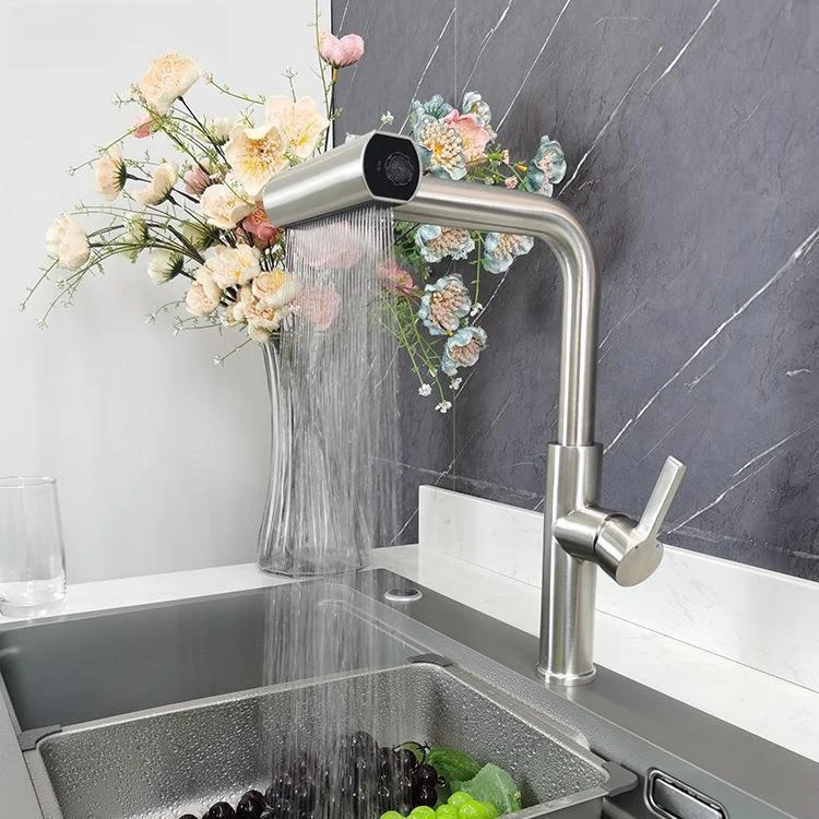 Multimodes Waterfall Pull Out Faucet Kitchen Hot and Cold Water Tap Rotatable Deck Mounted Water Mixer for Better Cleaning