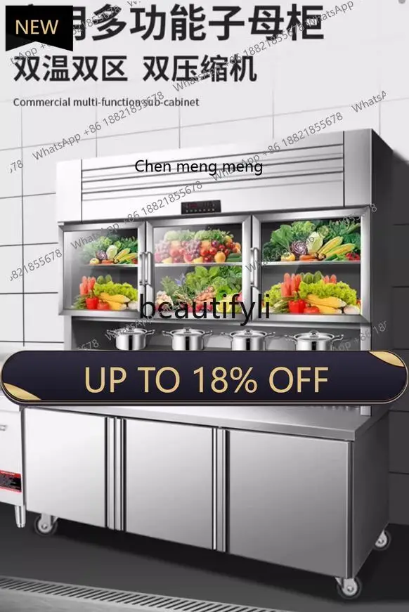 

Z189 Stainless steel cabinet commercial refrigeration and freezing double temperature display cabinet workbench refrigerator