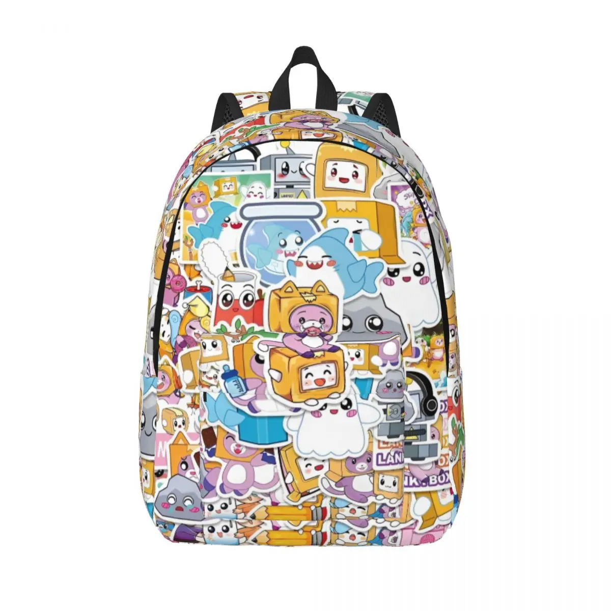 Lankyboxes Happy Foxy Boxy Backpack for Men Women Casual Student Business Daypack Cute Cartoon TV College Shoulder Bag Outdoor