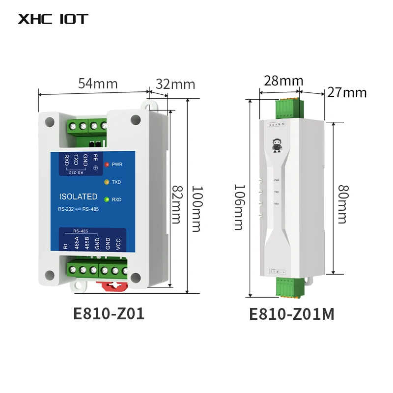 

Industrial Grade Converter RS232 to RS485 XHCIOT E810-Z01 Series High Speed Bi-Directional Transmission Isolation Protection