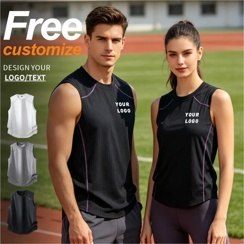 Custom vest free print logo Running Sleeveless Sweatshirt Gym Singlets Suspenders Tank Top for Fitness Bodybuilding Shirt Muscle