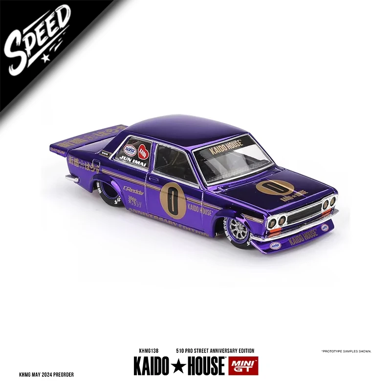 

MINIGT KHMG138 In Stock 1:64 Datsun 510 Pro Street Anniversary Edition Electroplated Openable Hood Diecast Car Model Kaido House