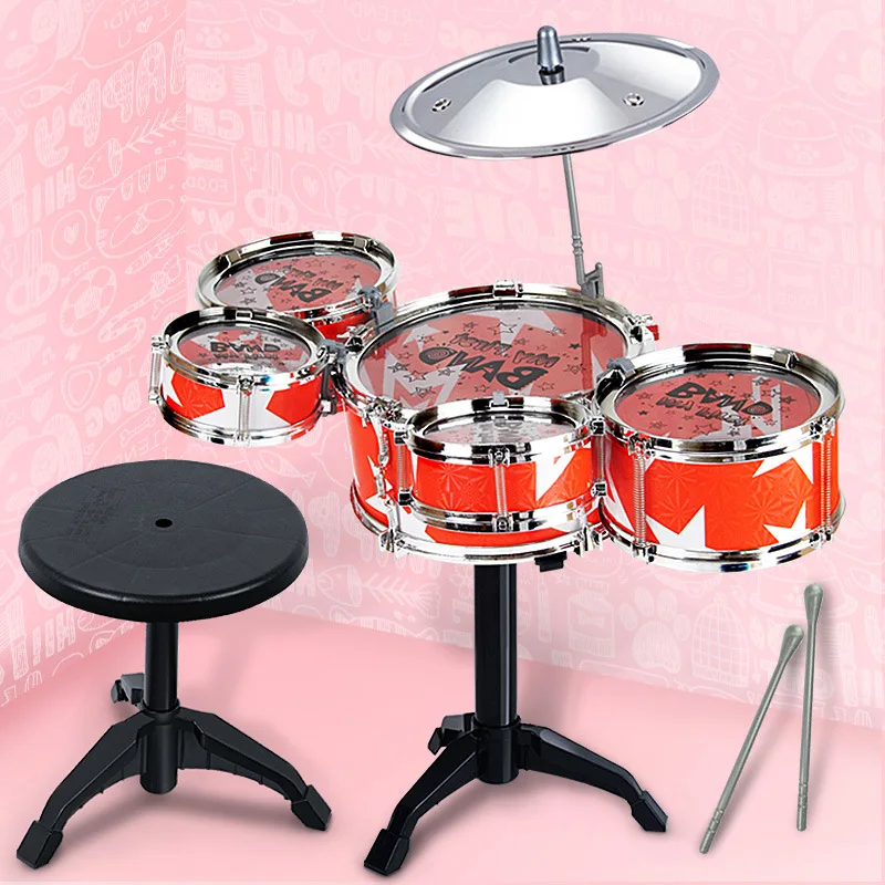 

Kids Drum Set Toddlers Instrument Set Playset Portable for Girls Boys Gifts