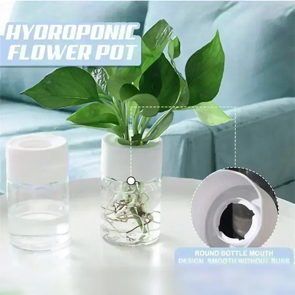 14cm*7cm Mini Hydroponic Flower Pot Home Vase Decor Transparent Imitation Glass Soilless Plant Pots Home Gardening Accessories