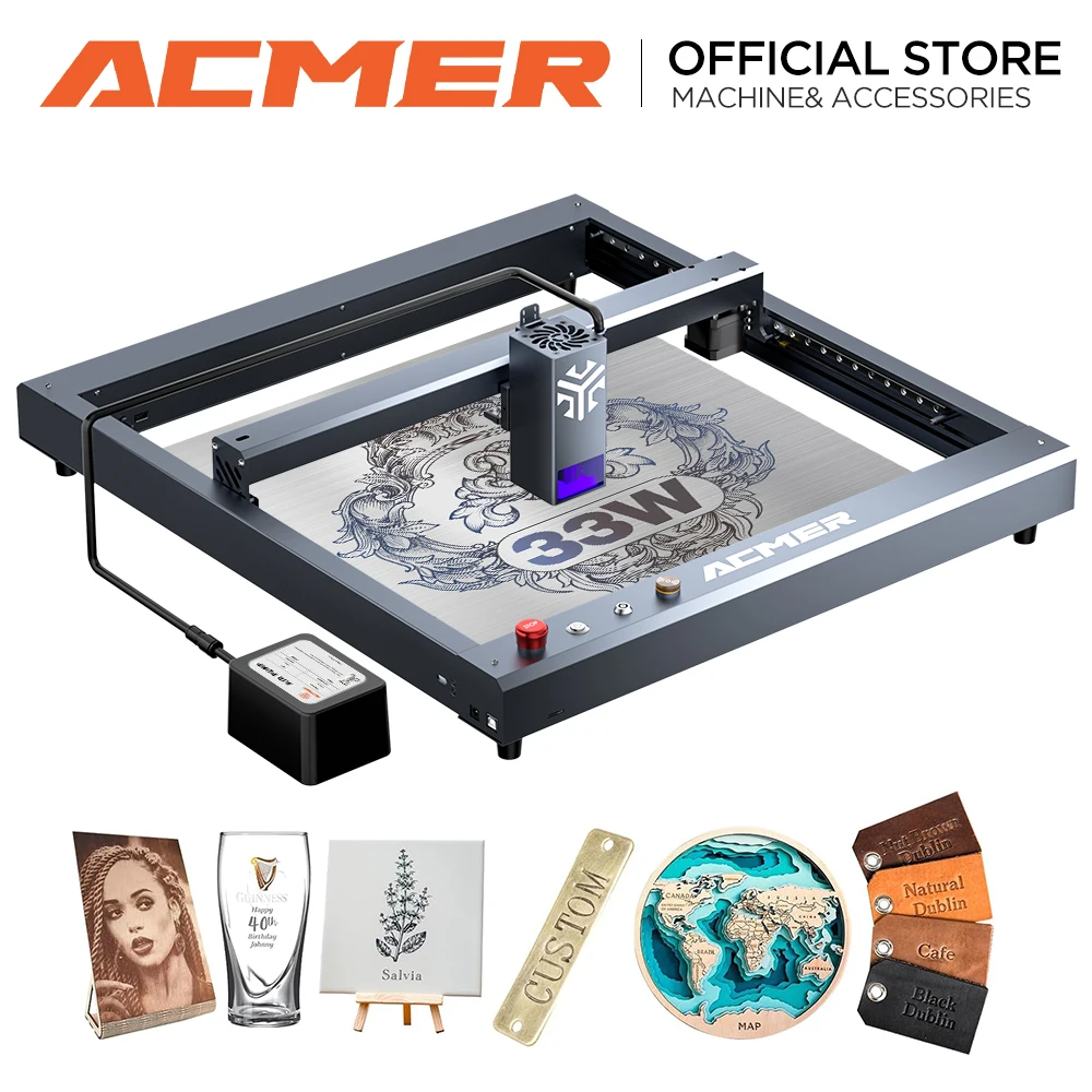 ACMER P2 33W lasers Engraving and Cutting MachineMetal Engraving Air Assist WIFI Control CNC Metal woodworkers Engraving Machine