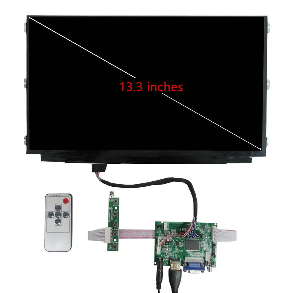 13,3 inch LCD-scherm Monitor Driver Control Board 2AV HDMI-compatibel VGA voor Raspberry Pi Banaan/Oranje Pi Computer