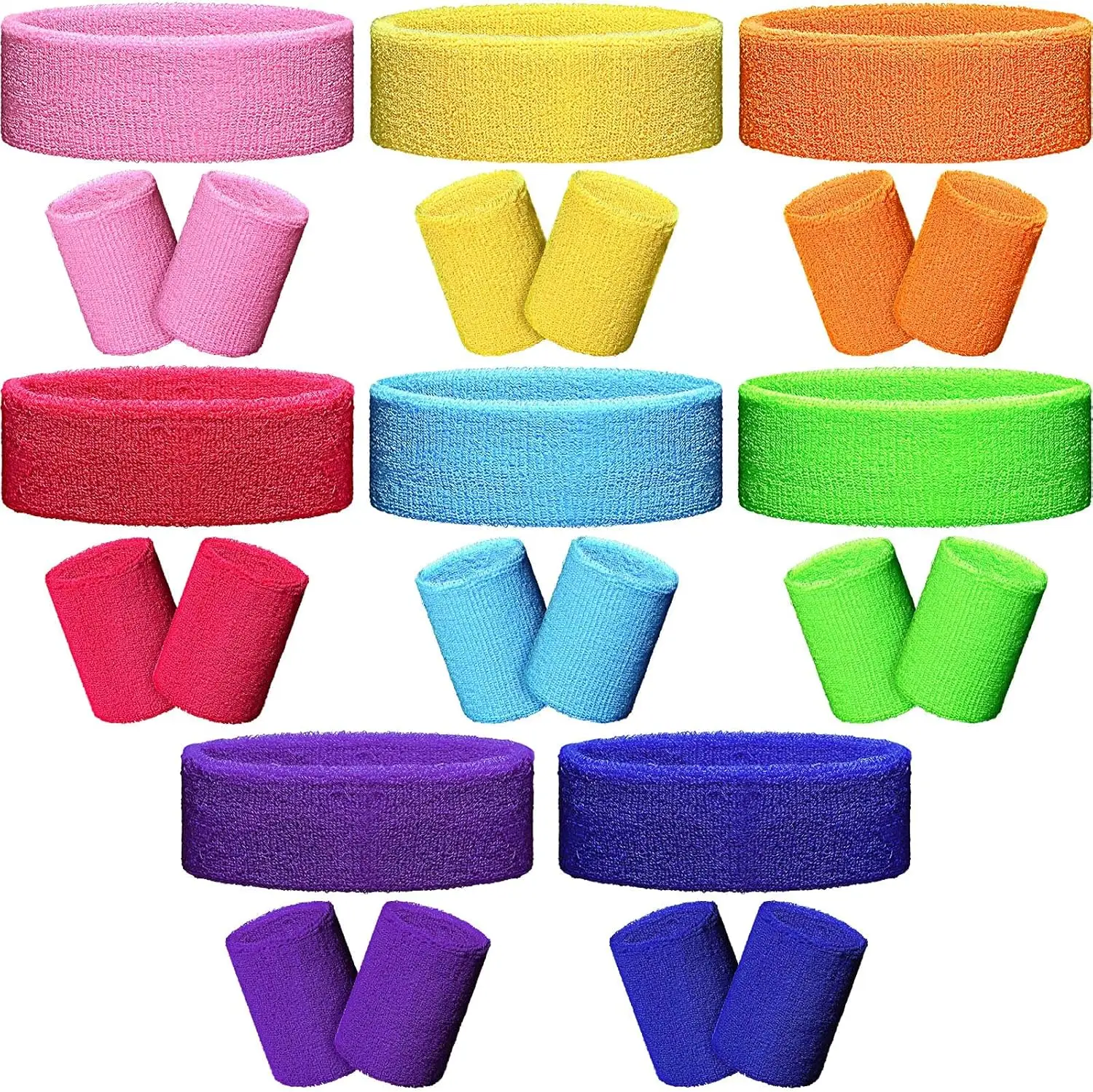 

Sweat Band and Wristband Sports Neon Headbands Exercise Sweatbands Gym Sports Wristbands for Men Women Sports Activities