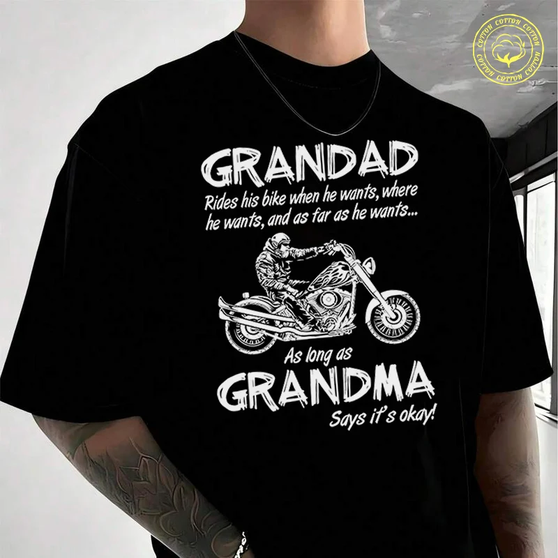 

Grandad Grandma Biker Motorbike T-shirt Moto Male Brand Tee Men Summer T Shirts Casual High Quelity O-neck Tees