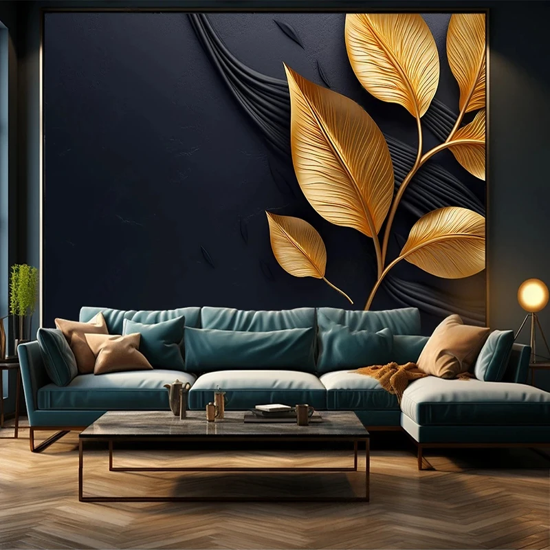 

Custom Mural Wallpaper Nordic Style 3D Stereo Leaves Branches Sofa Background For Fresco Papel De Parede Tapety Painting