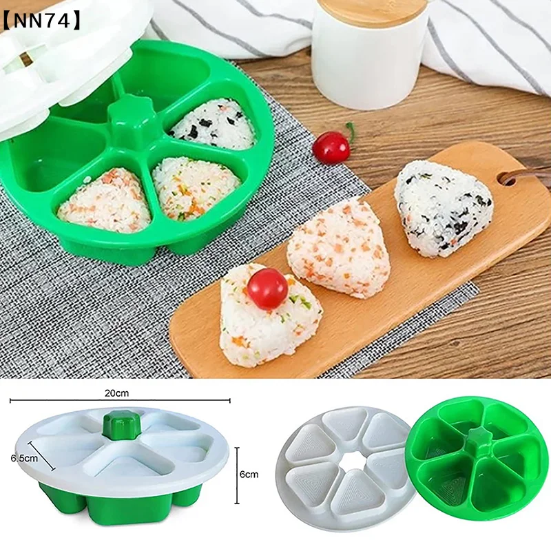 【NN74】Latest 6 Compartment Rice Ball Maker Press Non-Stick DIY Plastic Triangular Sushi Rice Ball Mold Kitchen Tool Lunch Box[J]