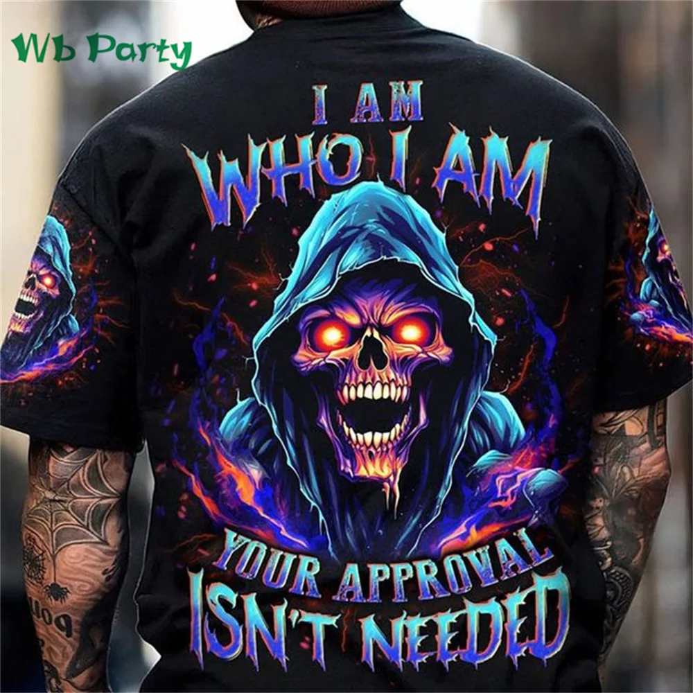 Skull Men's T-shirt Death T-shirt 3D Printing Casual Short Sleeve Summer Oversized Men's T-shirt Fashion Street Men's Clothing