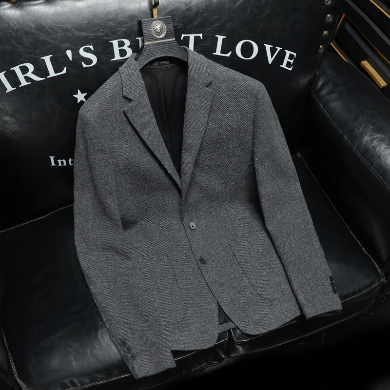 

Изысканные мужские пиджаки из смесовой шерсти, однобортный приталенный костюм Four Seasons, качественный драпированный пиджак Terno Masculino