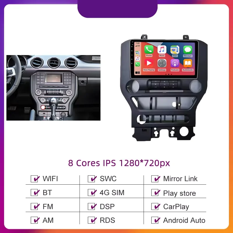 

Android 13 For Ford Mustang 2014 2015 2016- 2021 CarPlay Car Radio Multimedia Video Player Navigation stereo GPS Original style