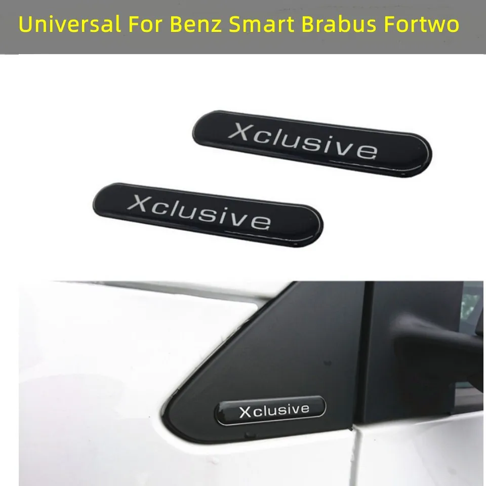 2Pcs Waterproof Car Sticker Xclusive Emblem Logo DIY Body Side Mirror Door Window Decal Universal For Benz Smart Brabus Fortwo