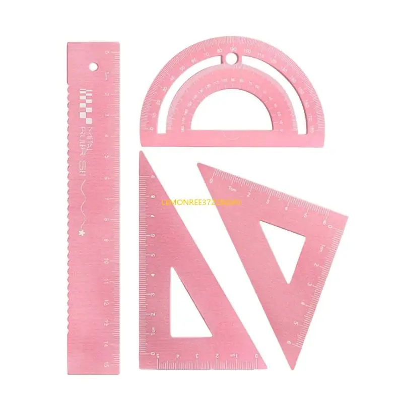 C90C Matematical Drawing Ruler Ruler Metal Geometry Professional Set matematica con set ghiottoneria Straigh Straight Right e