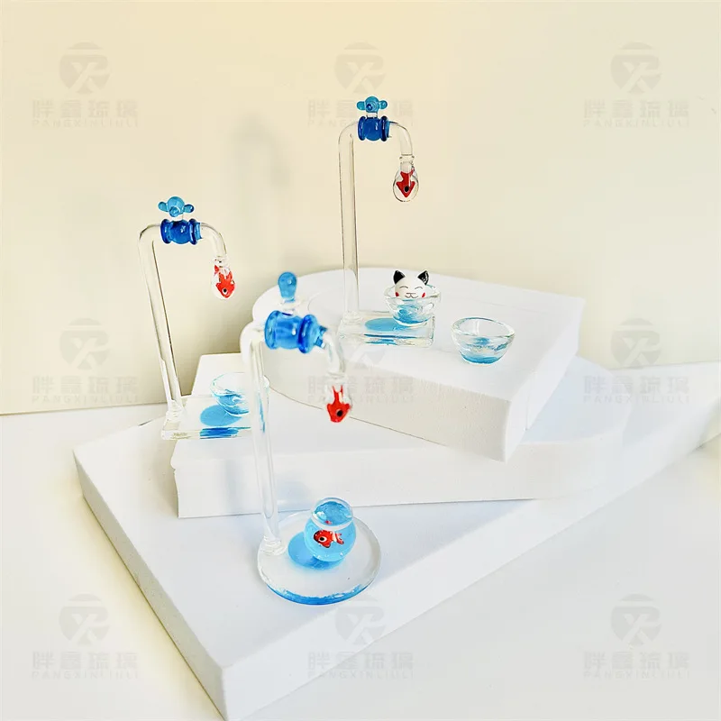 Handmade Faucets Glaze Ornaments Creative Fish Tank Figurines Funny Cat Home Decor Original Design Desktop Accessories 2025 New