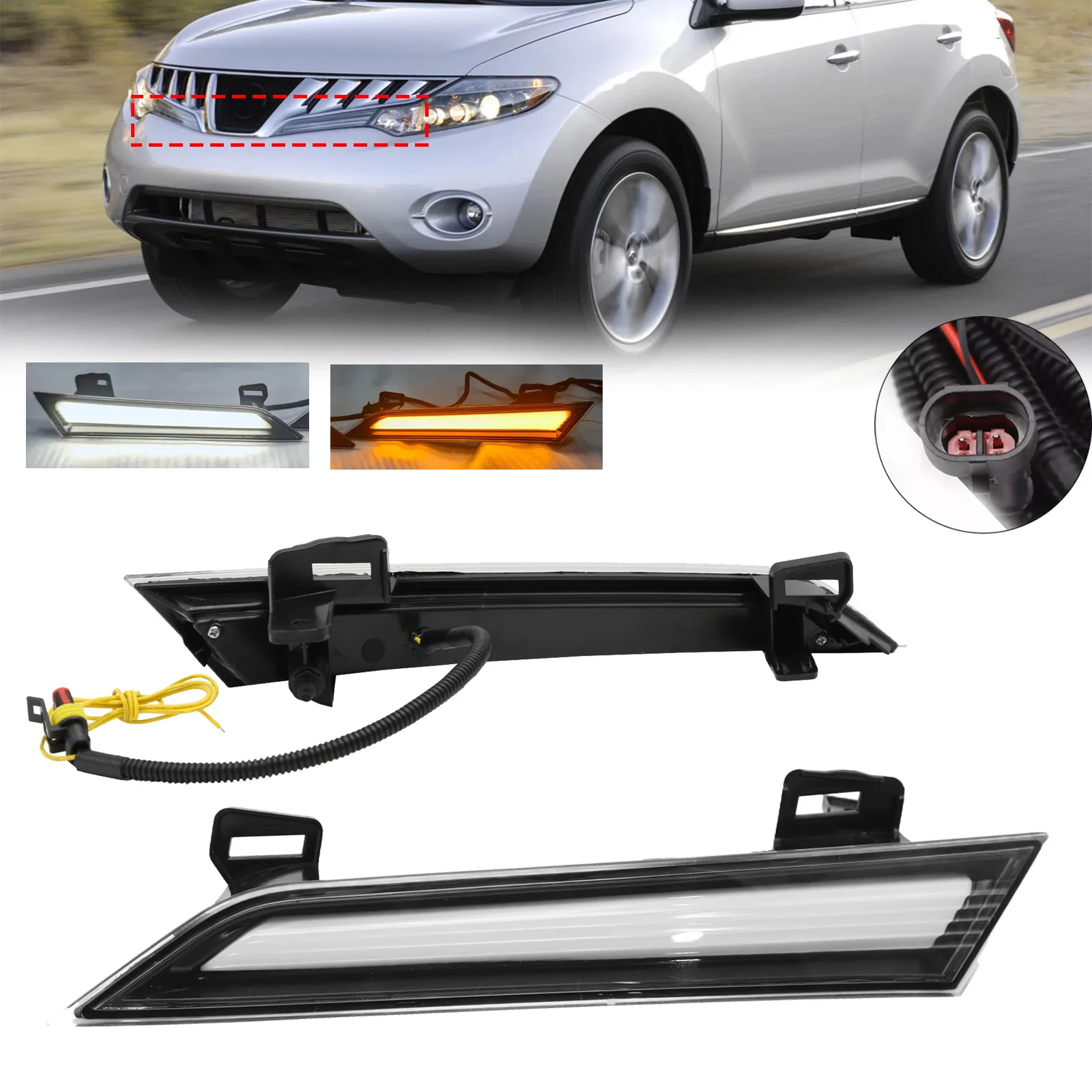 

Пара светодиодных отражателей фар с DRL и панелью указателей поворота для Nissan Murano 2009-2014