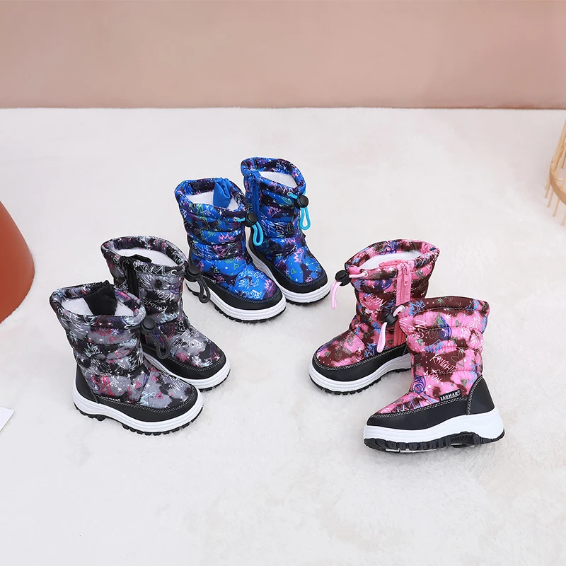 

Winter Snow Boots For boys and gril High Barrel boots Winter Thickened And Fleece Plus Large Children Cotton Shoes