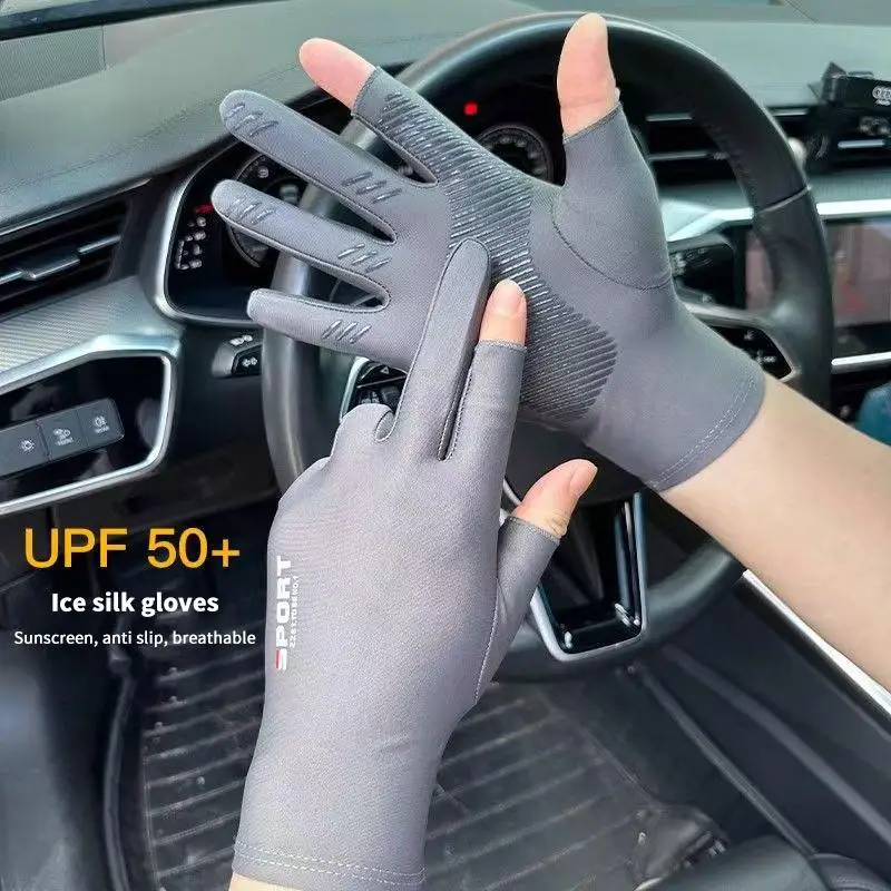 1 Pair Outdoor Sport Fishing Gloves Touch Screen Thin Anti Uv Protective Gear Motorcycle Racing Gloves Ice Slip Breathable