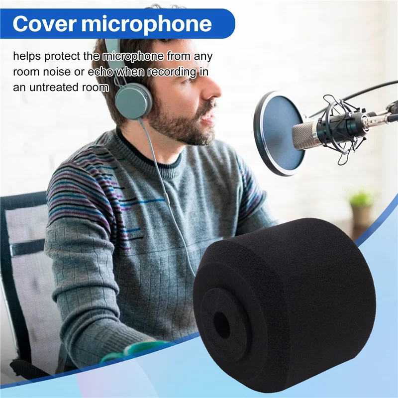 Microfone vento-filtro escudo acústico para estúdios de registro microfone espuma absorvente de som para a maioria dos microfones suporte